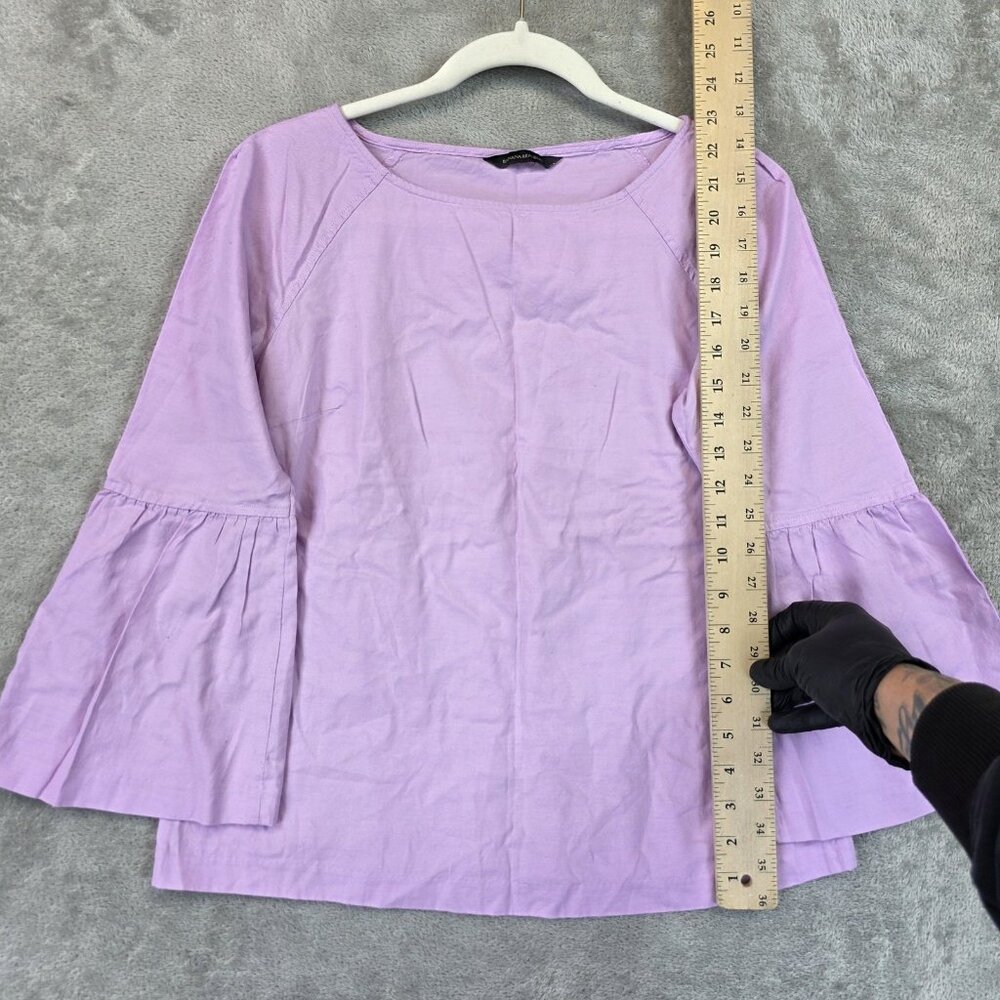 Banana Republic Shirt Womens Small Petite Purple Kirsten Bell Sleeve S701979-00 - Picture 3 of 11